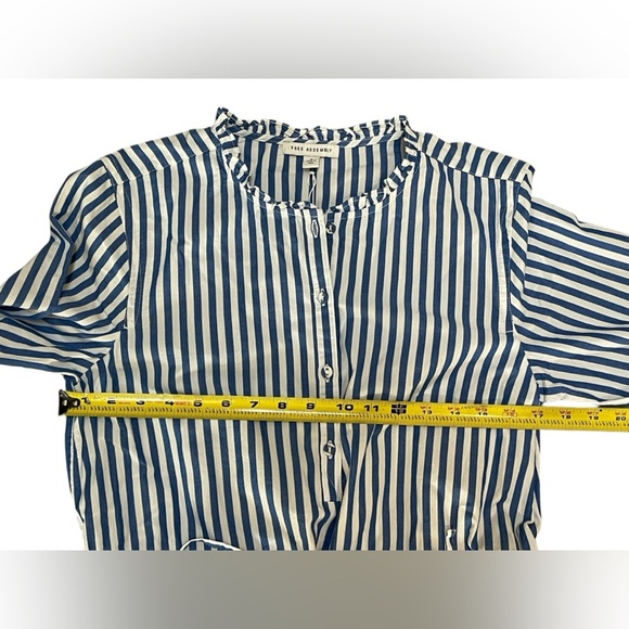 Free Assembly 100% Cotton Striped Ruffle Neck Mini Dress - Picture 6 of 12